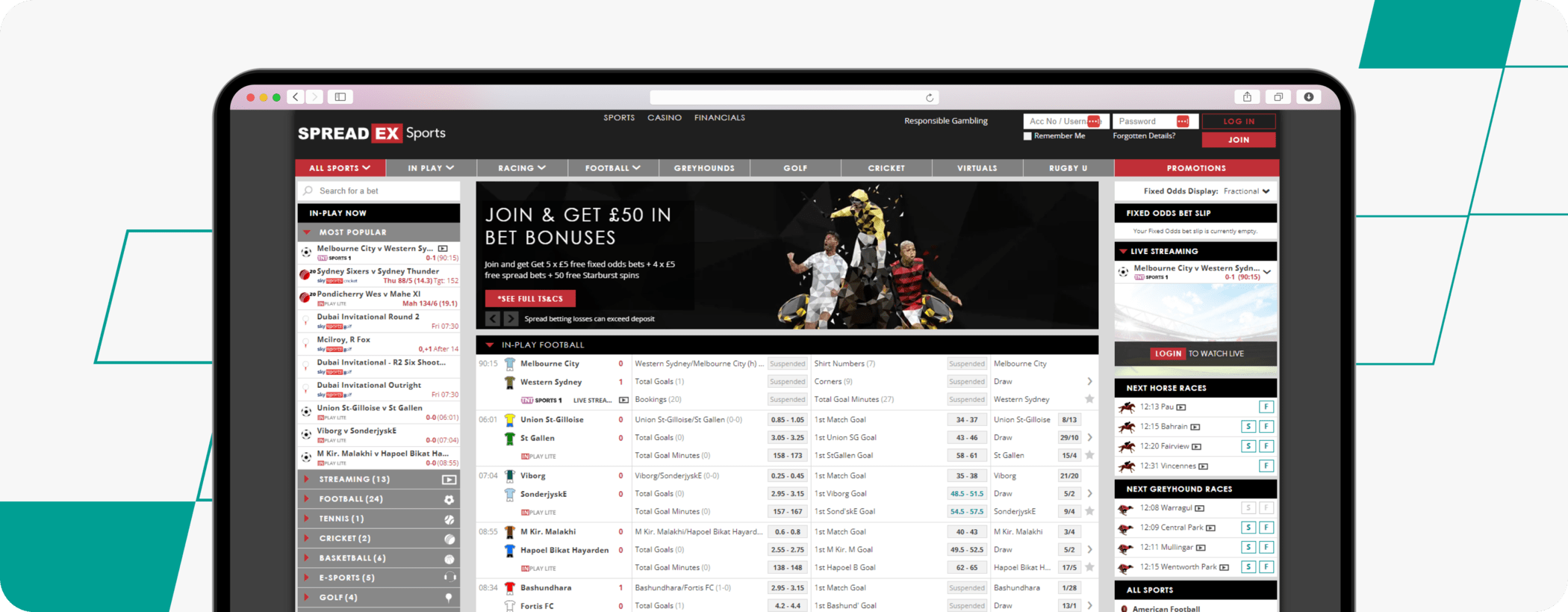 spreadex homepage screenshot